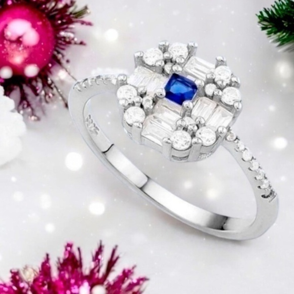 🫶🏻 Sapphire & Diamond Ring 1.65 TCW 925 Lab Created